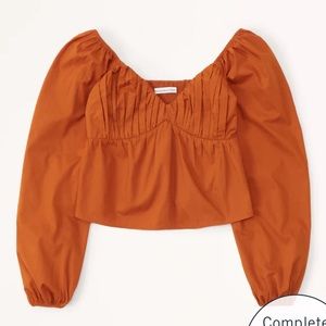 Abercrombie Long Sleeve Babydoll Poplin Top